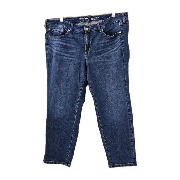 Torrid Jean Women 24S Short Blue Perfect Boyfriend Ankle Vintage Stretch Western - Picture 1 of 16